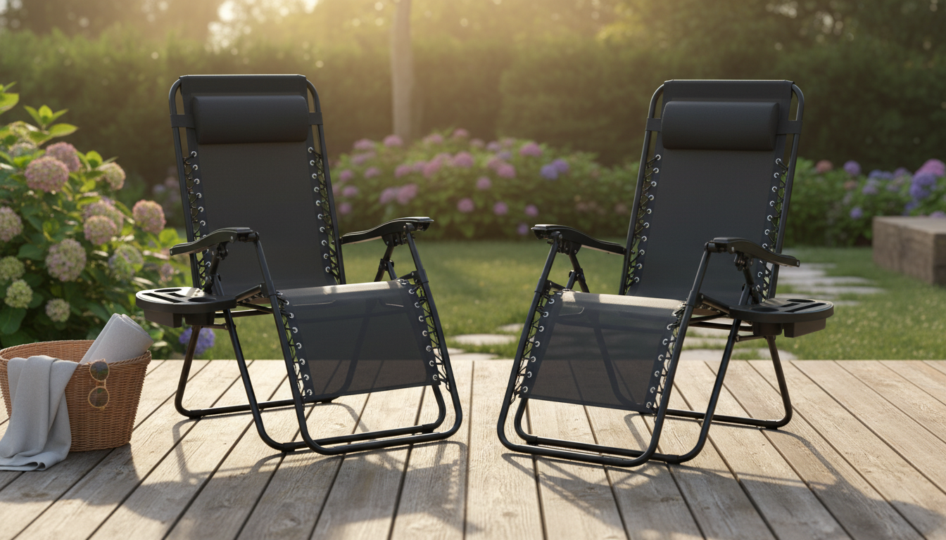 2-Pack Zero Gravity Recliners with Cup Holder Trays