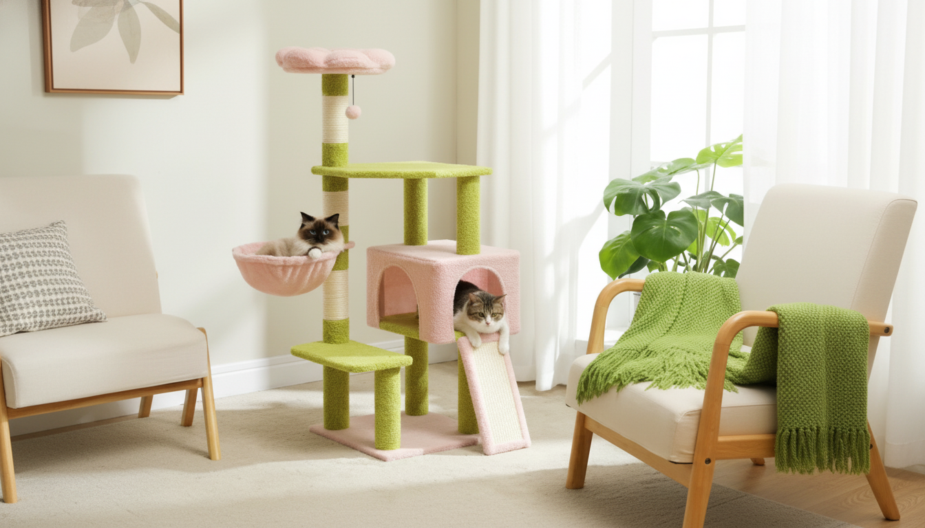 Flower Cat Tree: Sisal Scratching Posts + Cozy Perch