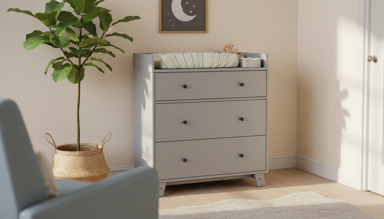Pebble Gray 3-Drawer Nursery Dresser with Changing Top
