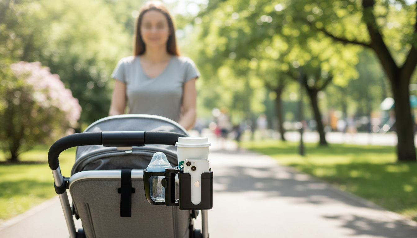 Stroller Cup & Phone Holder With Dual-Bottle Conversion