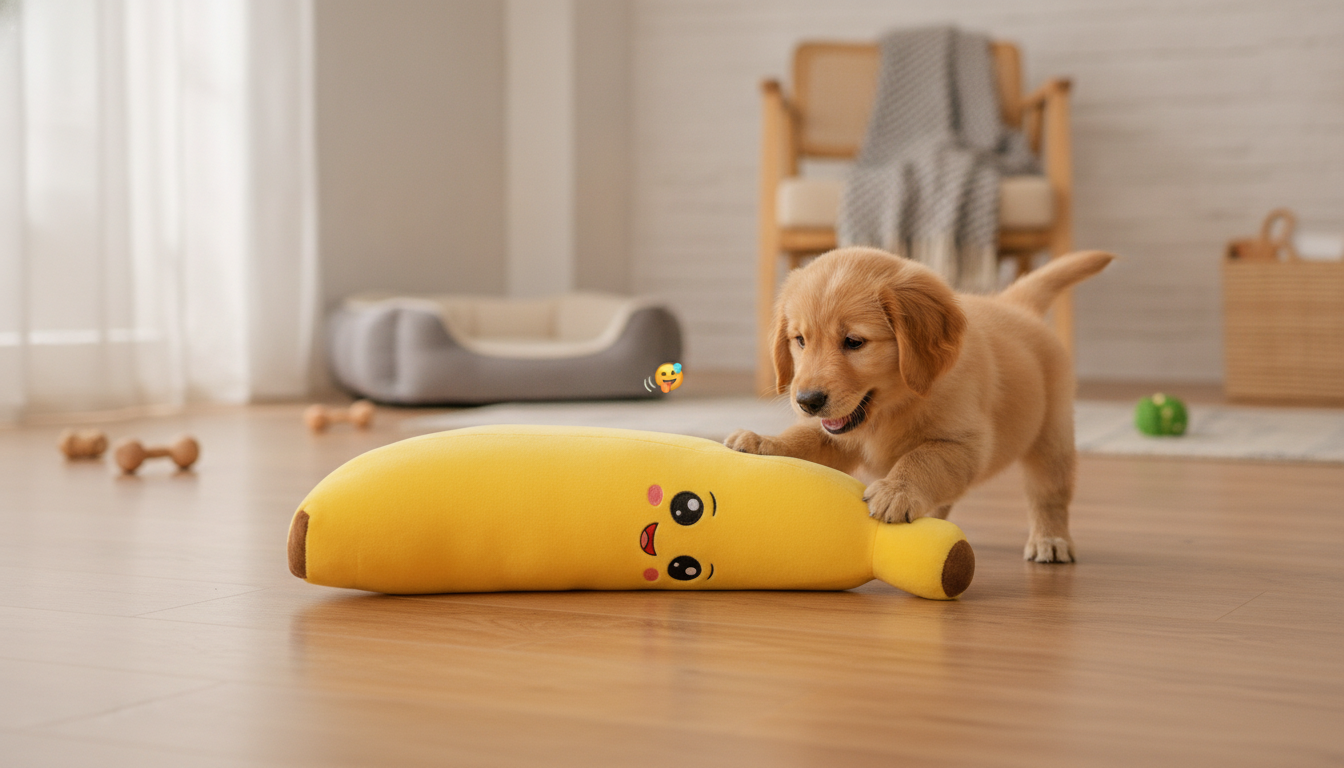 Squeaky Plush Puppy Chew Toy for Gentle Interactive Play