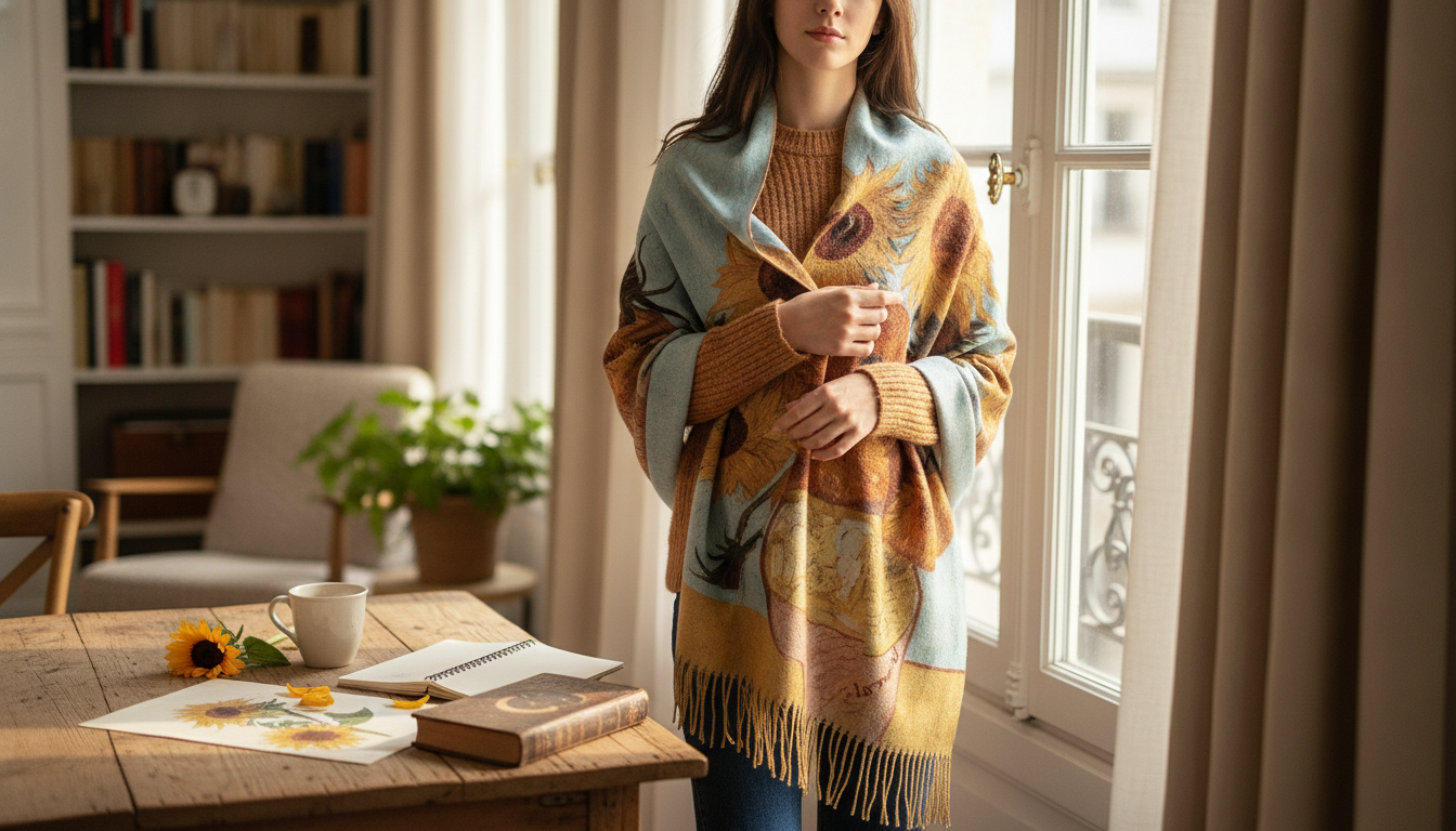 Van Gogh Sunflower Cashmere-Feel Pashmina Shawl