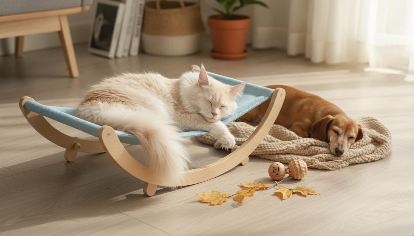 Warm Wooden Cat Hammock Lounger for Cats & Small Dogs
