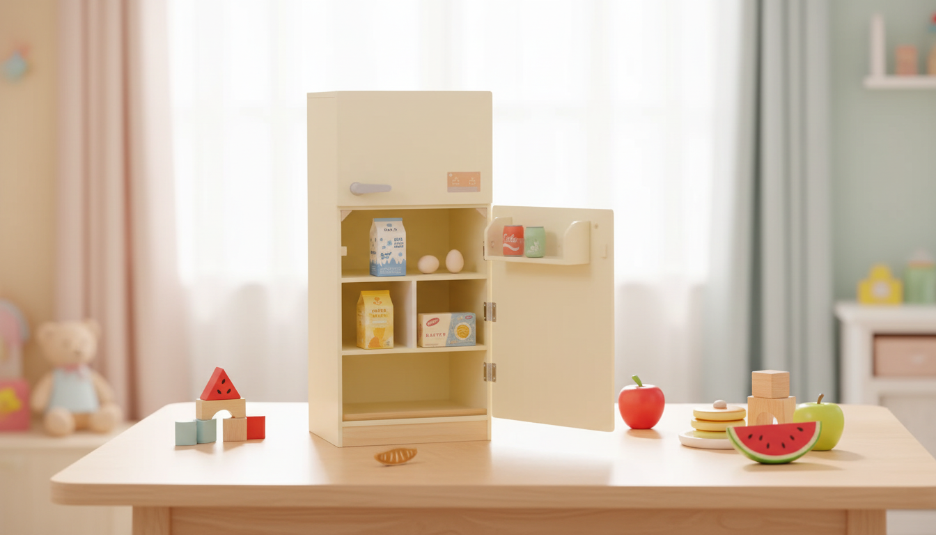 Wooden Toy Refrigerator Set: Pretend Kitchen Play for Kids