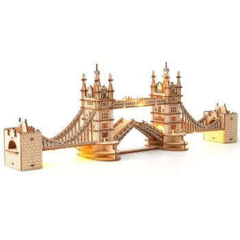 DIY Tower Bridge 3D Wooden Puzzle Kit with LED Glow
